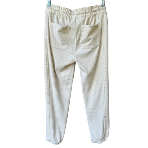 Democracy Women's High Rise Ribbed Jogger Pants M‎ Beige - Picture 2 of 7